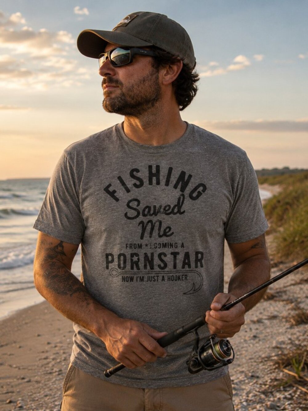 NWOT Men's Fishing Saved Me Funny Meme T-Shirt 2X